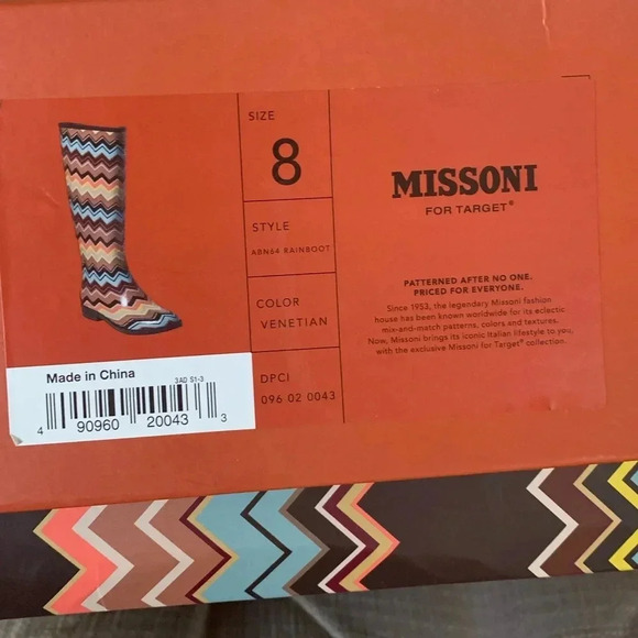 MISSONI x TARGET EUC Venetian Zig Zag Pattern Rain Boots Wellies - Picture 8 of 8